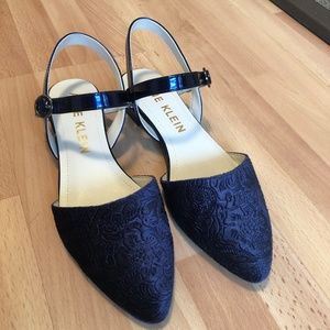 Anne Klein Navy Ankle Strap Flat Sz 9